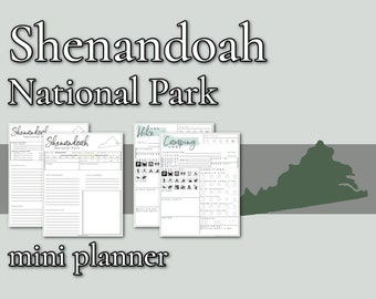 Shenandoah National Park Mini Planner // Printable PDF, fillable/editable