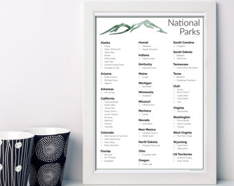 National Parks Printable Checklist - Etsy