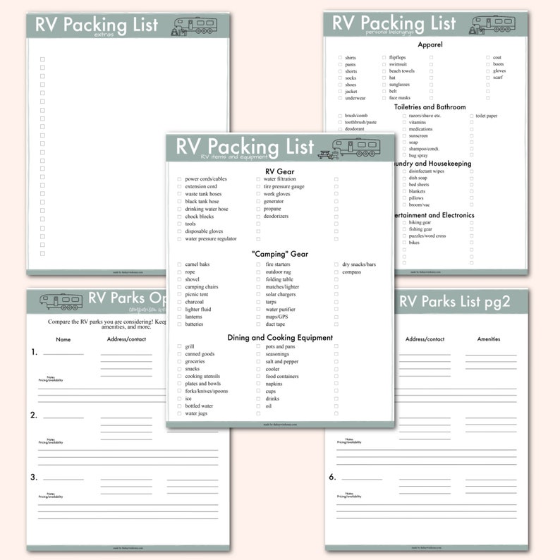 RV Trip & RV Life Worksheets fillable / editable // rv living, printable worksheets image 5