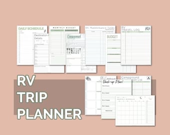 RV Trip Planner (fillable / editable) //PDF Printable Checklists, Planning Worksheets