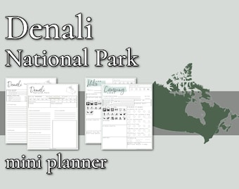 Denali National Park Mini Planner // Printable PDF, Fillable/editable