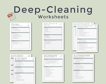 Deep Cleaning Checklists // Kitchen, Bedrooms, Bathrooms, Garage, Outdoors, etc.