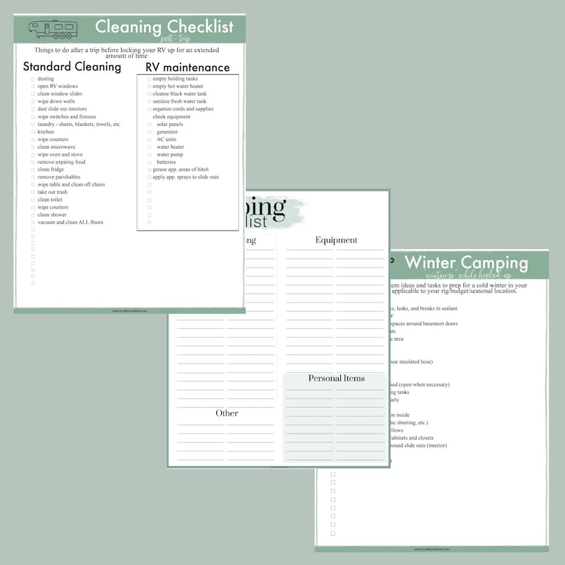 RV Life Packet editable / fillable // Printable Checklists & Worksheets image 7