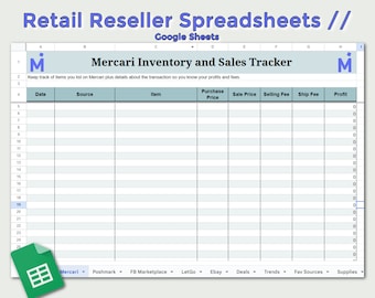 Retail Reseller Spreadsheets // Google Sheets