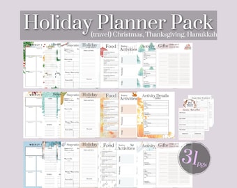 Holiday Planner Pack // Travel Planning for Christmas, Thanksgiving, and Hanukkah