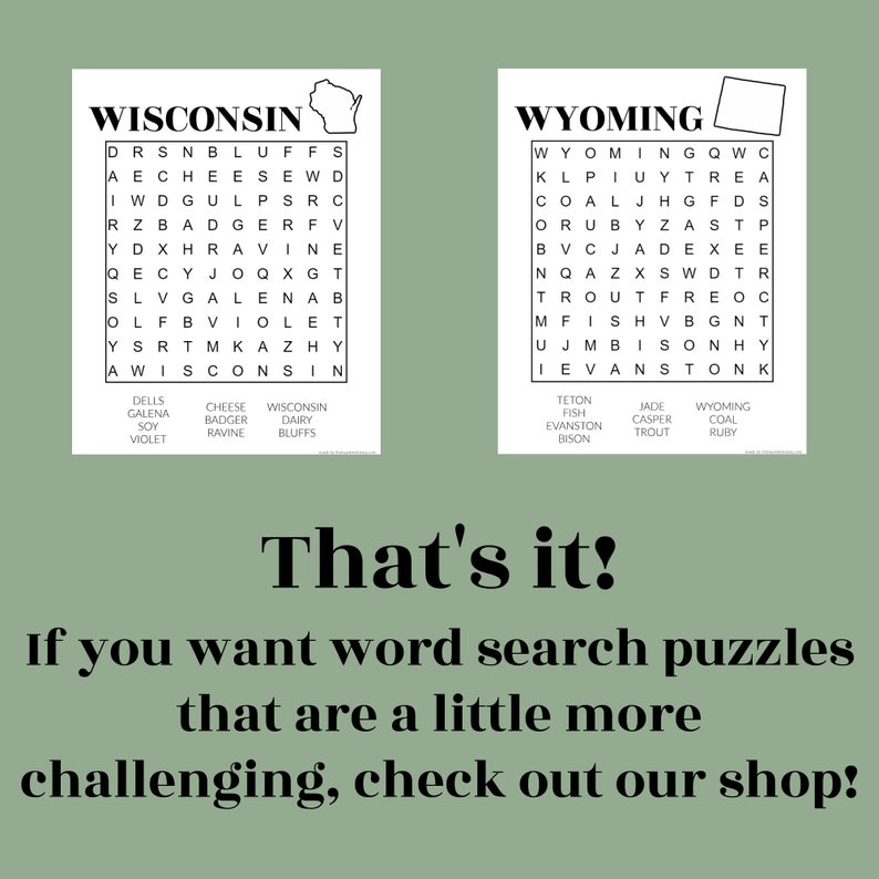 Kids Word Searches, USA 50 states pack // Printable Puzzles image 6