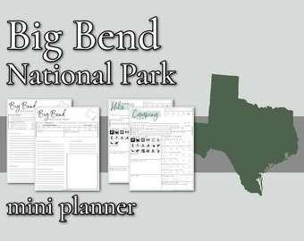 Big Bend National Park Mini Planner // Printable PDF, fillable/editable