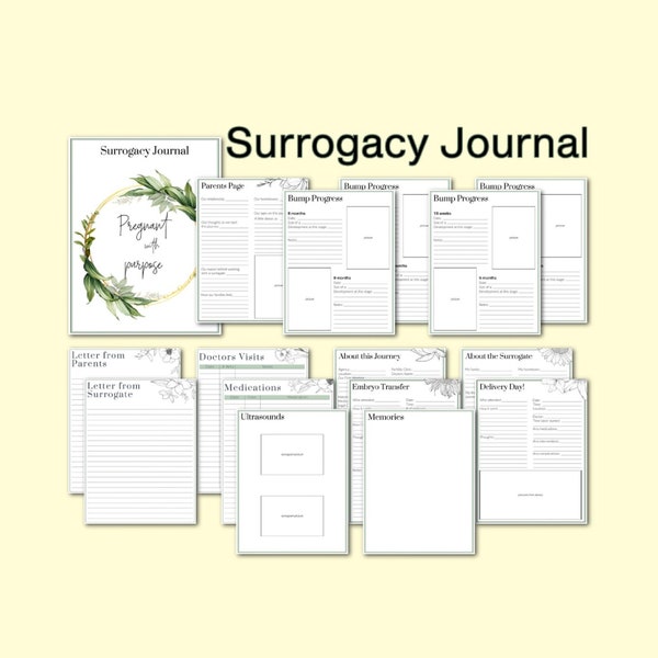 Surrogacy Journal, commemorative gift // Printable PDF, 17 pages