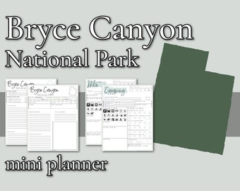 Bryce Canyon National Park Mini Planner // Printable PDF, fillable/editable