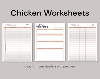 Chicken Worksheets / Egg Tracker / Egg Sales / Hatch Tracker //PDF + Printable