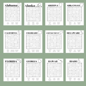 Kids Word Searches, USA 50 states pack // Printable Puzzles image 2