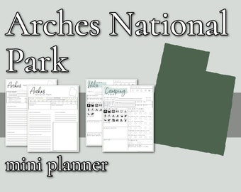 Arches National Park Mini Planner // Printable PDF, fillable/editable