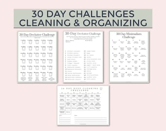 30 Day Cleaning & Organizing Challenges Mini Pack //PDF Printable Checklists