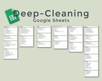 Deep Cleaning Checklists on Google Sheets // Kitchen, Bedrooms, Bathrooms, Garage, Outdoors, etc.