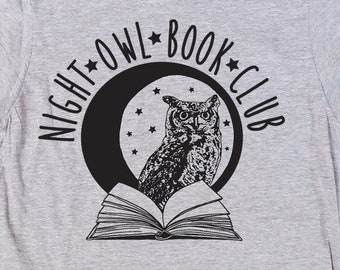 Night Owl Book Club the Nocturnal Life Heather Grey Tee