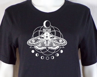 Luna Moth Sacred Geometry Bella Canvas Unisex Short Sleeve Dark Grey Tee S, M, L, XL and 2XL