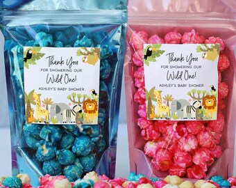Safari Animal Baby Shower Favor Bags: Personalized Treat Pouches