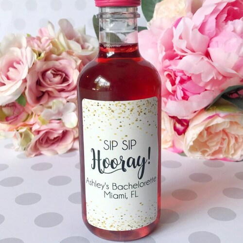 Custom Mini Wine Bottle Labels Bridal Shower Favors Etsy