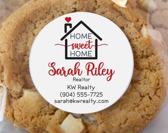 Realtor Open House Labels, 20 printed personalized stickers for giveaways, Real estate marketing, Home Sweet Home, Open House gift ideas
