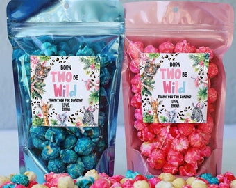 Bolsas de regalo para fiesta de animales de la selva: bolsitas de golosinas «Born Two Be Wild»