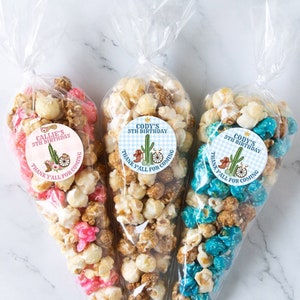 Cowgirl Birthday Party Popcorn Favor, Cowboy Birthday Popcorn bags, Wild West Birthday Favors, Western Birthday Favors, Popcorn Cone Bags