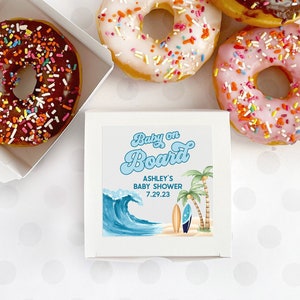 Baby on Board Baby Shower Donut Box Favors, Surf Beach Baby Shower Favors, Summer Baby Shower, Baby on Board Shower Theme, Baby Shower Favor