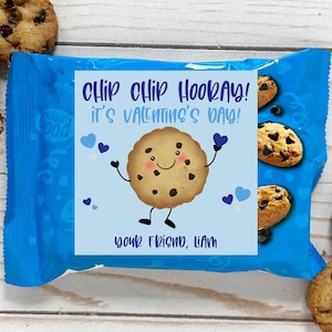 Kids Classroom Valentines Labels, Chip Hooray Cookie Valentine Stickers, Gifts for School Classroom Valentines, Cookie Valentine Stickers