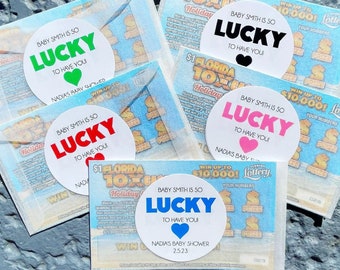 Lucky to Have You Baby Shower Lotto Favors, Baby Shower Lotto Ticket Favor, Scratch Ticket Shower Favor labels, DIY Baby Shower Favors