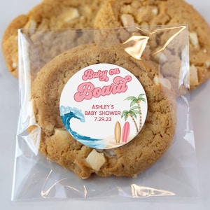 Baby on Board Baby Shower Cookie Labels, Surfing Baby Shower Favor, Surf Beach Baby Shower Stickers, Summer Baby Shower, Beach Baby Shower