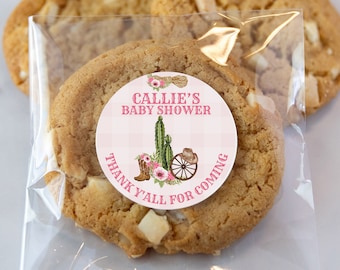 Cowgirl Baby Shower Favor Labels: Western Rodeo Stickers