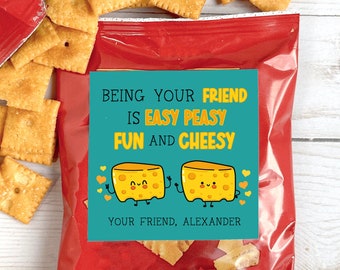 Classroom Valentine Cheesy Sticker, Valentine School Treat Sticker, Preschool Valentine Label, Chip Snack Sticker, Non candy Valentine