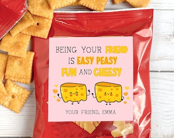 Chip Valentine Sticker, Classroom Valentine Sticker, Preschool Valentine Label, Cheesy Valentine, Chip Snack Sticker, Non candy Valentine