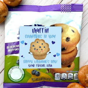 Kids Classroom Valentines Labels, Mini Muffin Valentine Stickers, Gifts for School Classroom Valentines, Muffin Valentine Stickers