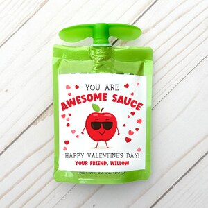 Applesauce Valentine Stickers, Kids Classroom Valentines Labels, Gifts for School Classroom Valentines, Applesauce Valentine Stickers