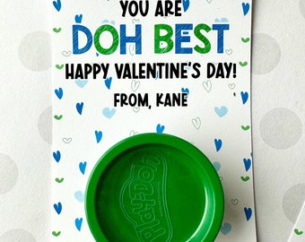 Valentine Mini Dough Favors – You Are Doh Best Classroom Valentines – Personalized Kids Valentine Cards