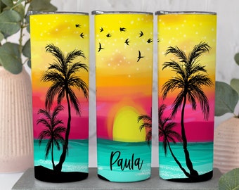 Personalized Beach Sunset Tumbler: Custom Family Vacation Cup