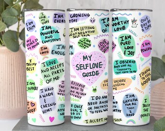 Self Love Stainless Steel Tumbler: Positive Affirmations, 20oz