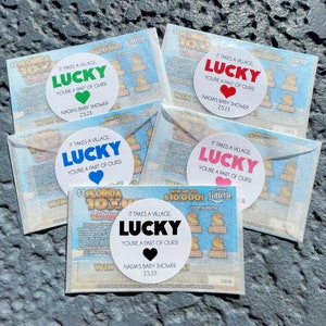 It Takes a Village Lucky You're a Part of Ours Baby Shower Lotto Favors, Baby Shower Lotto Ticket Favor, Scratch Ticket Shower Favor labels