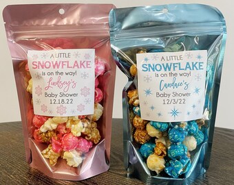 Personalized Snowflake Baby Shower Treat Bags: Foil Zip Pouches