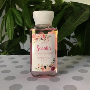 Floral Bridal Shower Favor Labels: Personalized Lotion or Gel