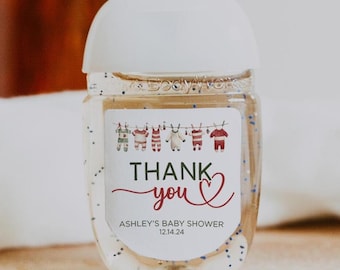 Santa Baby shower favor, hand sanitizer favor label, Winter baby shower, Christmas baby shower, Santa baby shower