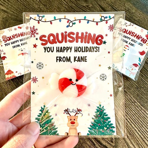 School Christmas Squishy Toy Party Favors, Holiday Class Party Favor, Winter Break Class Gift, Teacher Class Gift, Stocking Stuffer