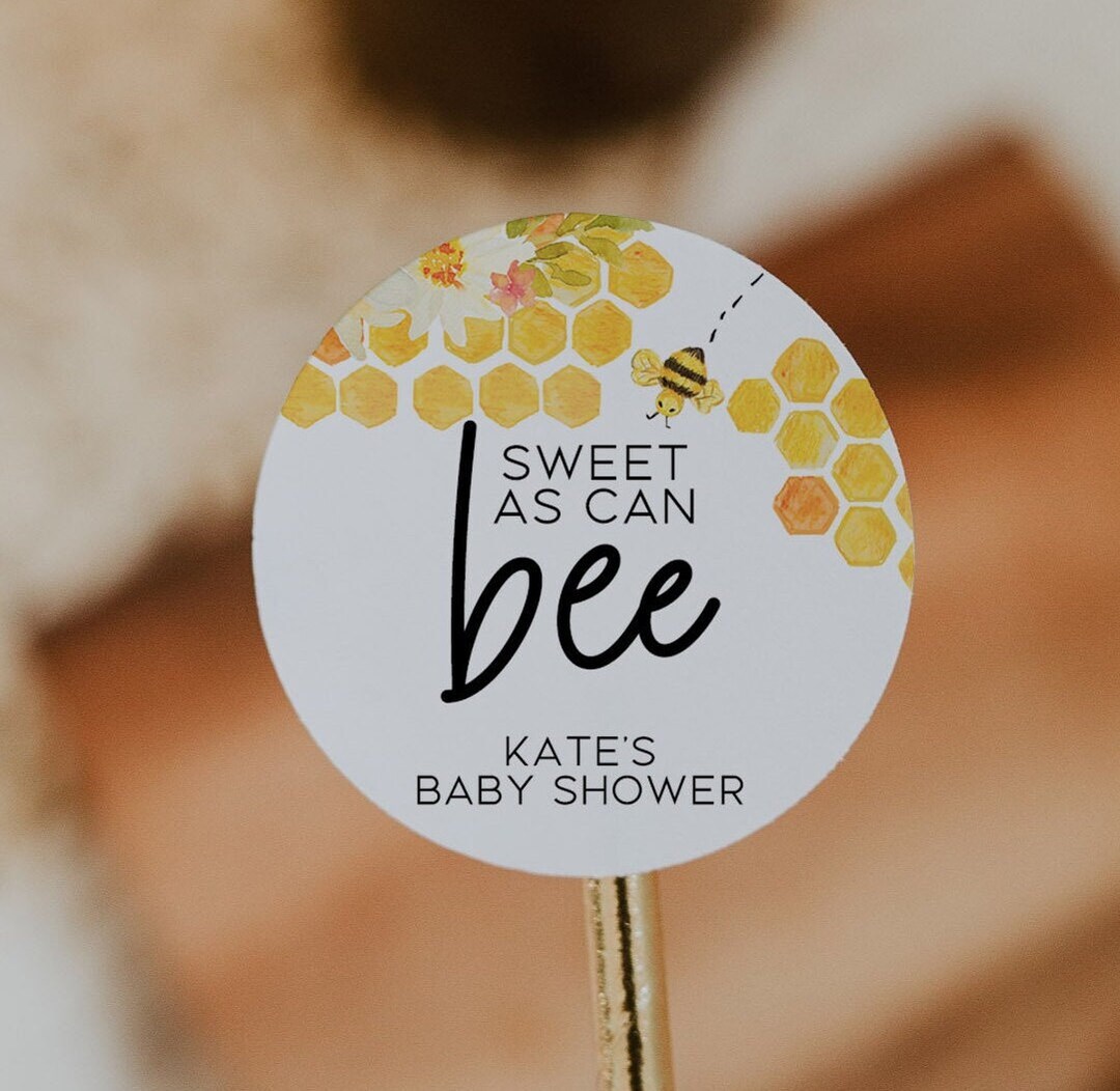 Sweet as Can Bee Baby Shower Favor Labels, Bee Baby Shower Favor