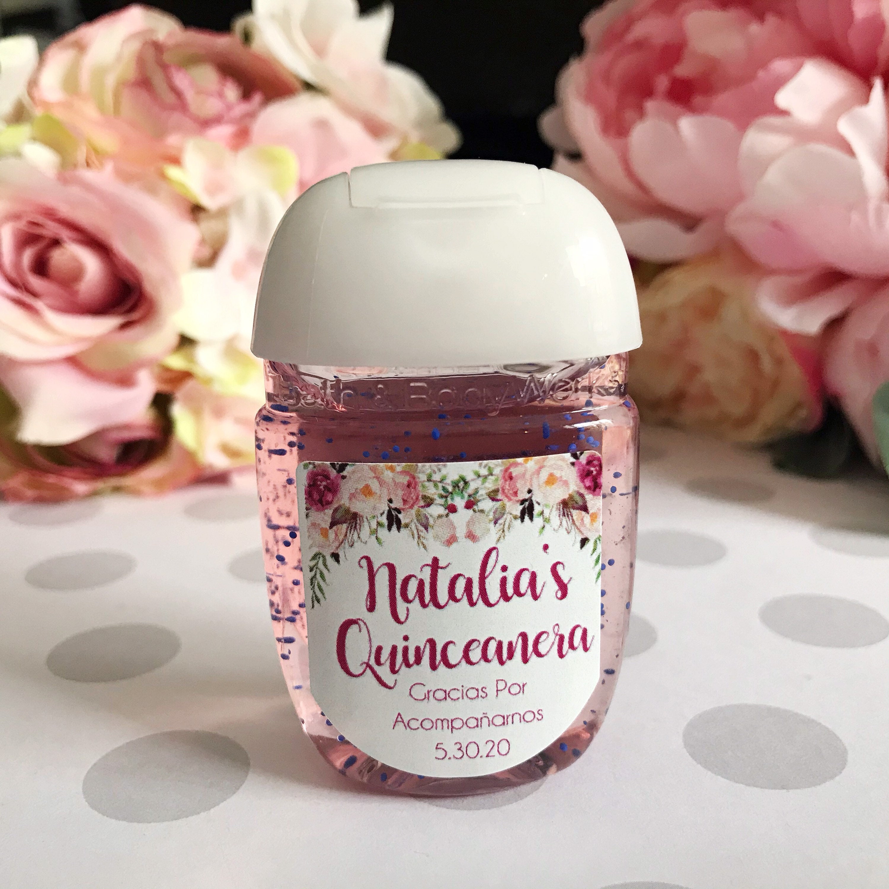 Quinceañera Hand Sanitizer Label, Quinceanera Sanitizers Stickers, Pi…