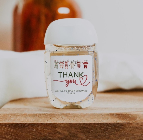 Santa Baby shower favor, hand sanitizer favor label, Winter baby shower, Christmas baby shower, Santa baby shower