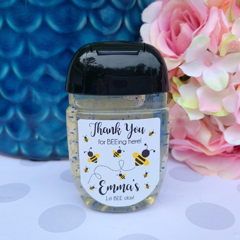 Bumblebee Birthday Party Favors Hand Sanitizer Labels Custom Party Favors Bee Party Favors
