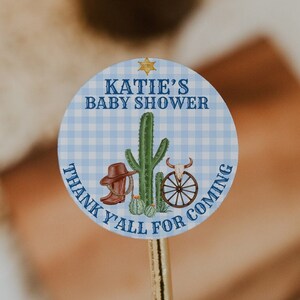Wild West Cowboy Baby Shower Favor Labels, Western Ranch favor label, Western Cowboy Stickers, Rodeo baby shower boy, Southwestern shower