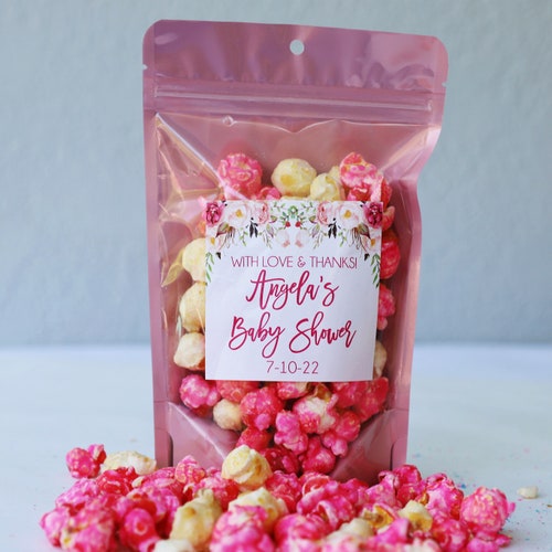 Pink Floral Baby Shower Favor Bags Boho Rose Gold Treat Bags Etsy