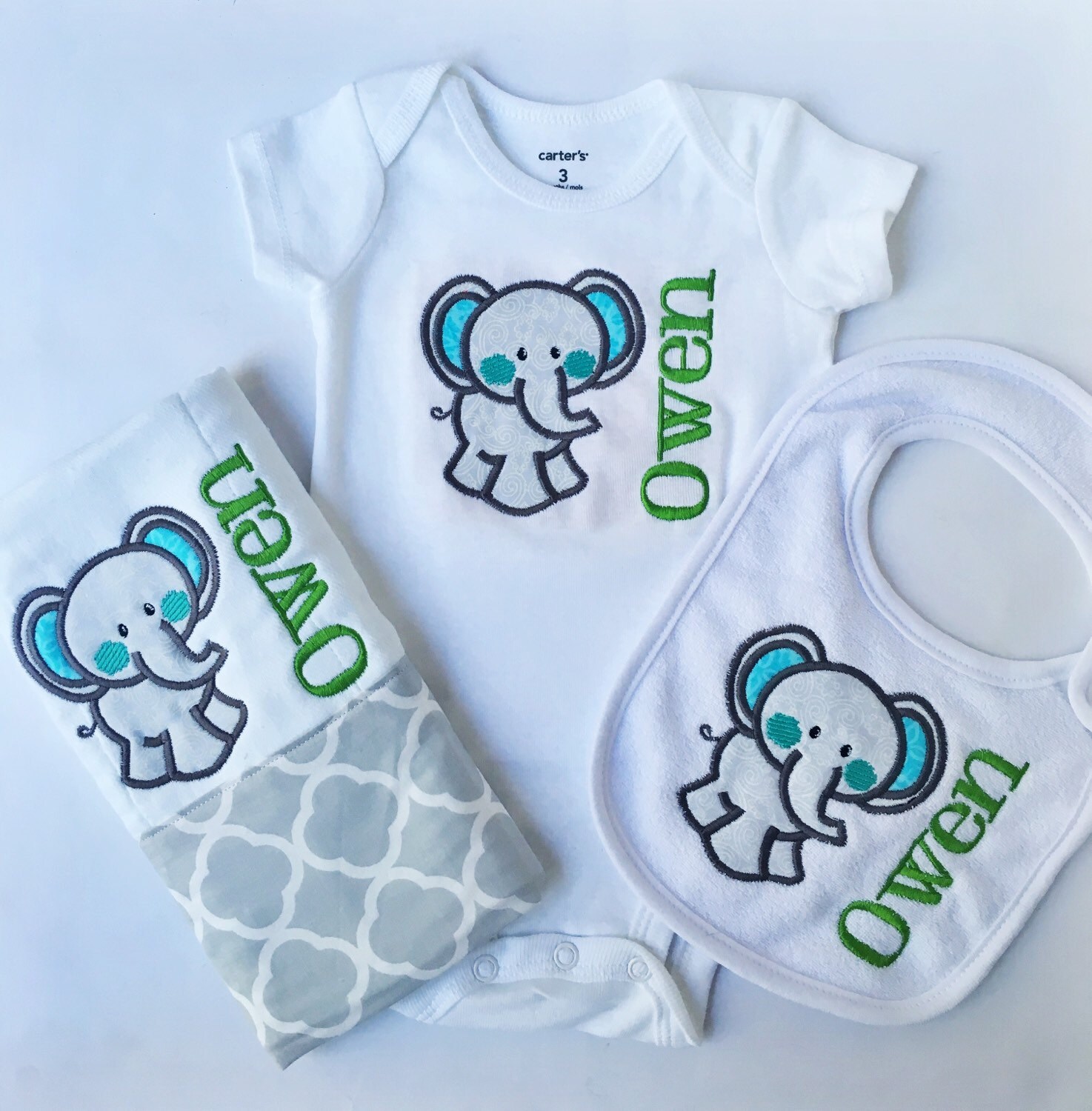 Baby Shower Gift Boy Custom Baby Gift Set Custom Burp Cloth Etsy