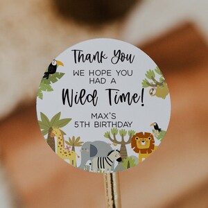 Jungle Safari Animal Birthday Party Favor Stickers